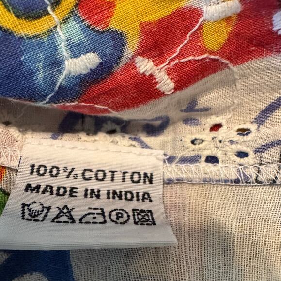 Colori di Mare Colorful Eyelet Tunic Caftan Dress Boho Artwear Resort Retro sz S - Picture 10 of 10